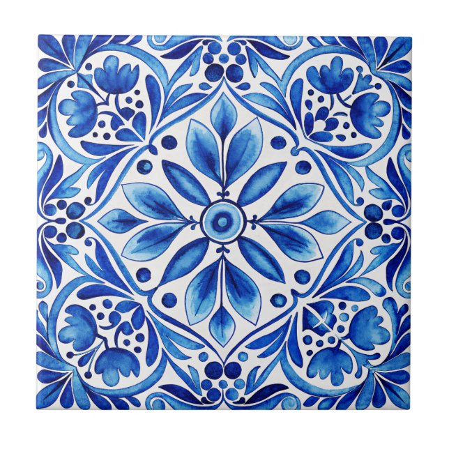 Vintage Talavera Azulejo blue tiles wedding favour (Front)