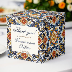 Vintage Talavera Azulejo blue tiles wedding Favour Box