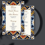 Vintage Talavera Azulejo Mexican wedding program<br><div class="desc">Vintage Talavera Azulejo Mediterranean blue brown tiles  wedding program personalised wedding stationery order of service cards</div>