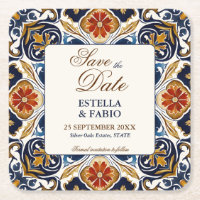 Vintage Talavera Azulejo wedding Save the Date