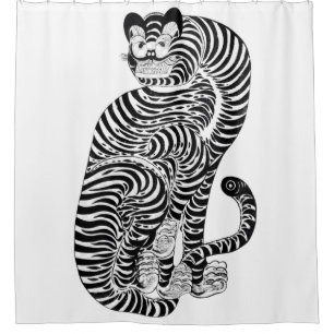 Vintage talismanic tiger   shower curtain