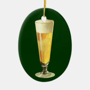 Vintage Tall Frosty Draught Beer, Alcohol Beverage Ceramic Tree Decoration