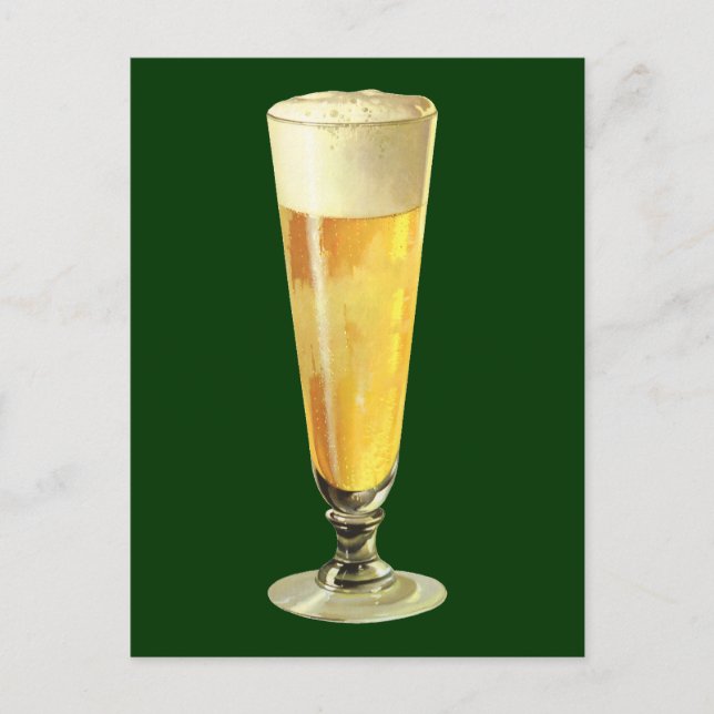 Vintage Tall Frosty Draught Beer, Alcohol Beverage Postcard (Front)