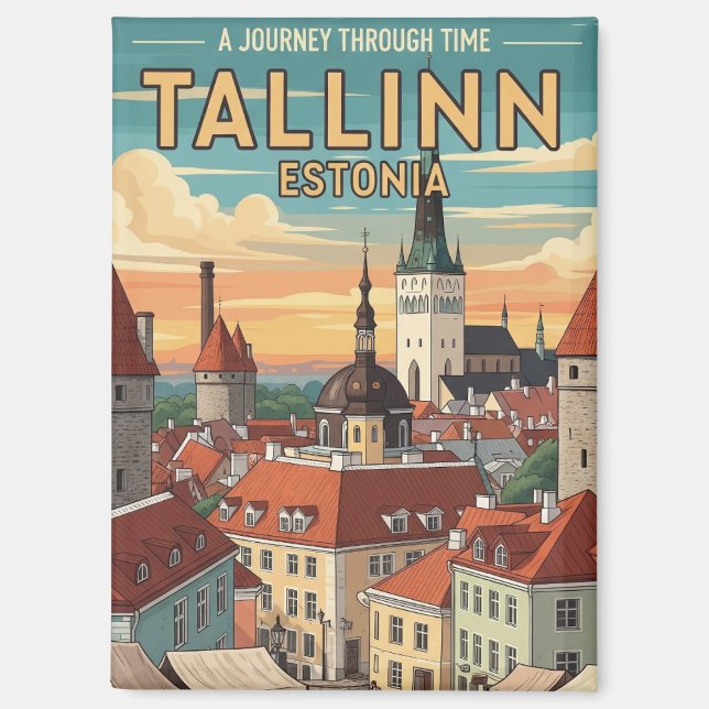 Vintage Tallinn Estonia Travel Magnet (Front)