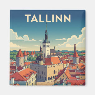 Vintage Tallinn Estonia Travel Magnet