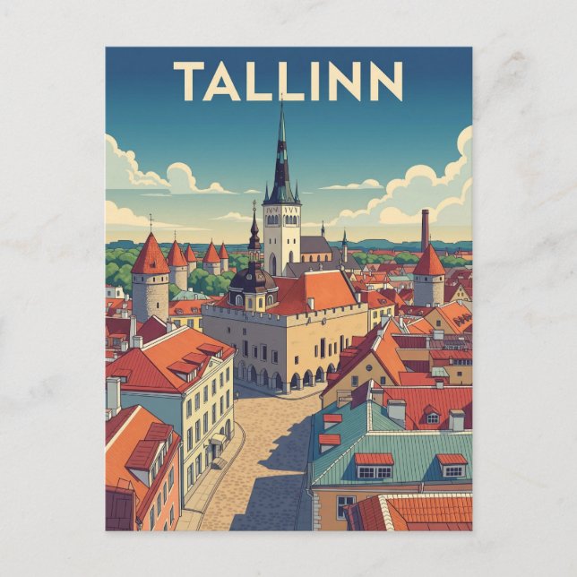 Vintage Tallinn Estonia Travel Postcard (Front)