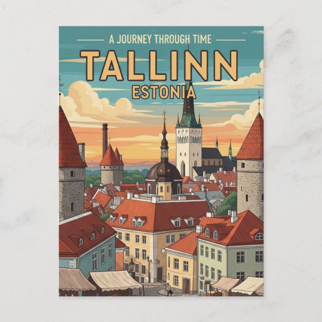 Vintage Tallinn Estonia Travel Postcard (Front)