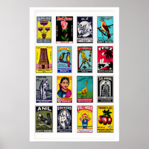 Vintage Tamil Matchbox Label Art Retro Ephemera Poster