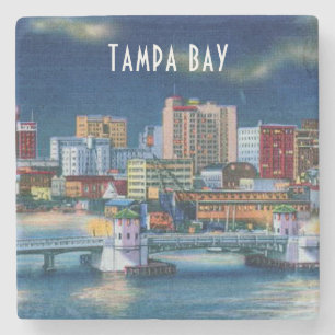 Vintage Tampa Bay Florida scene in soft colours Stone Coaster