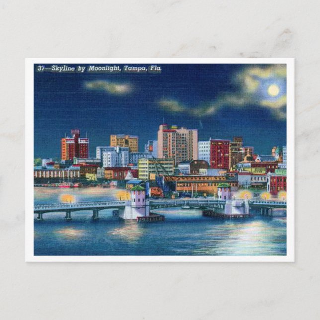Vintage Tampa Florida Skyline Postcard (Front)