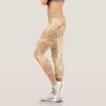 Vintage Tan Landscape Toile w/Urns and Columns   Capri Leggings<br><div class="desc">Historic ca 1900 vintage tan and cream landscape toile design featuring ancient columns,  urns and stone steps surrounded by trees in a shaded wooded grove. Waistband colour is customisable.</div>