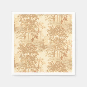 Vintage Tan Landscape Toile w/Urns and Columns Napkin