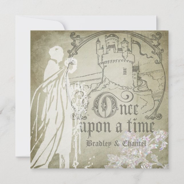 Vintage Tan Once Upon a Time Invitation (Front)
