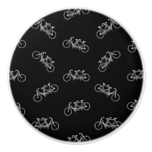Vintage Tandem Bicycle Print Pattern Two Seat Bike Ceramic Knob