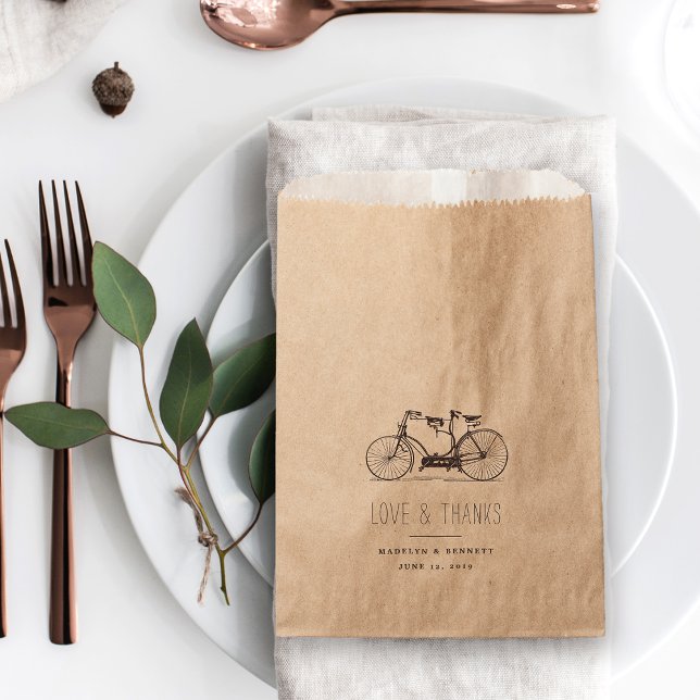 Vintage Tandem Bicycle Wedding Thank You Favour Bags (Creator Uploaded)