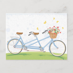 Vintage Tandem Bicycle with Flower Basket Postcard