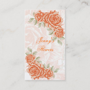 Vintage tangerine orange roses custom business card
