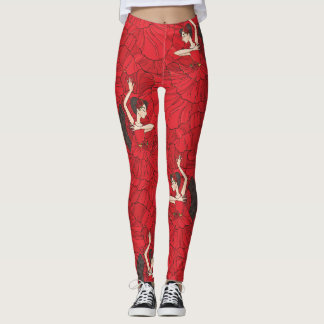 Vintage Tango Flamenco Dance Pattern Leggings