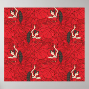 Vintage Tango Flamenco Dance Pattern Poster