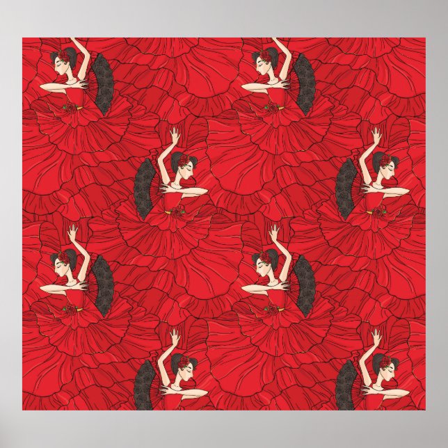 Vintage Tango Flamenco Dance Pattern Poster (Front)