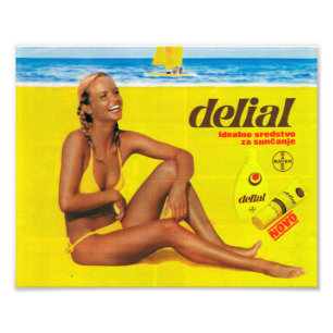 Vintage Tanning Beach Girl Photo Print