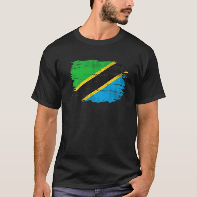 Vintage Tanzania Flag For Tanzanian T-Shirt (Front)
