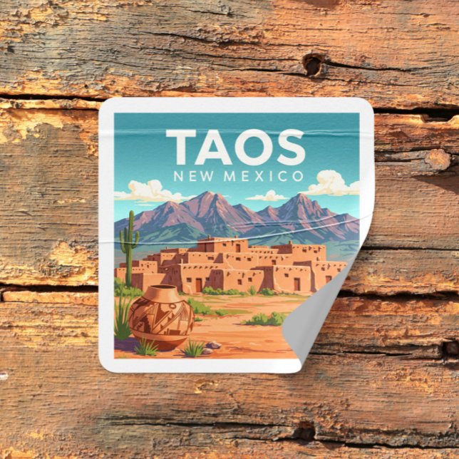 Vintage Taos New Mexico Square Sticker (Creator Uploaded)