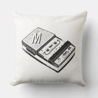Vintage Tape recorder Monogram Outdoor Pillow