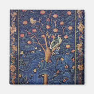 Vintage Tapestry Birds Floral Design Woodpecker Magnet