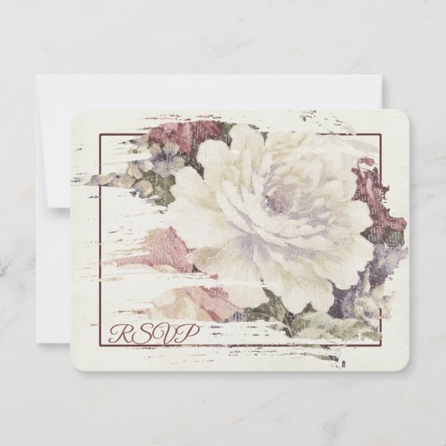 vintage tapestry rose RSVP Card (Front)