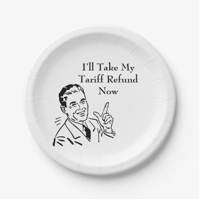 Vintage Tariff Refund Check Paper Plate (Front)