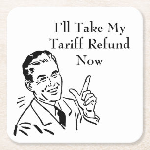 Vintage Tariff Refund Check Square Paper Coaster