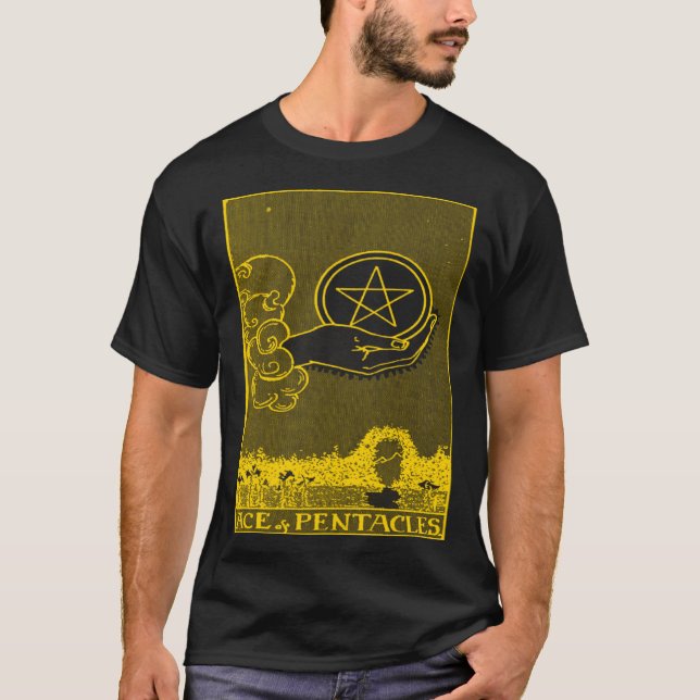 VINTAGE TAROT CARD ACE PENTACLES T-Shirt (Front)