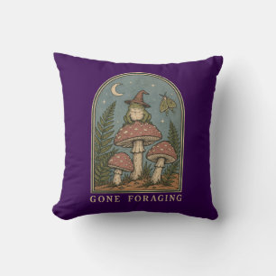 Vintage Tarot Card Gone Foraging Witch Frog Cushion
