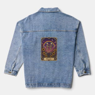 Vintage Tarot Card Pride Dancing Skeletons Sunflow Denim Jacket