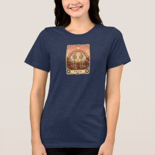Vintage Tarot Card Pride Skeleton Lovers Rainbow Tri-Blend Shirt