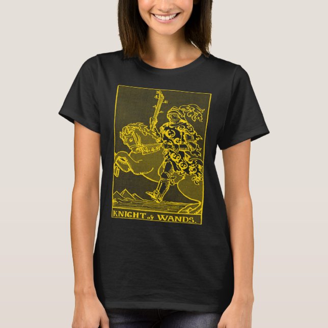 VINTAGE TAROT CARD WANDS KNIGHT T-Shirt (Front)