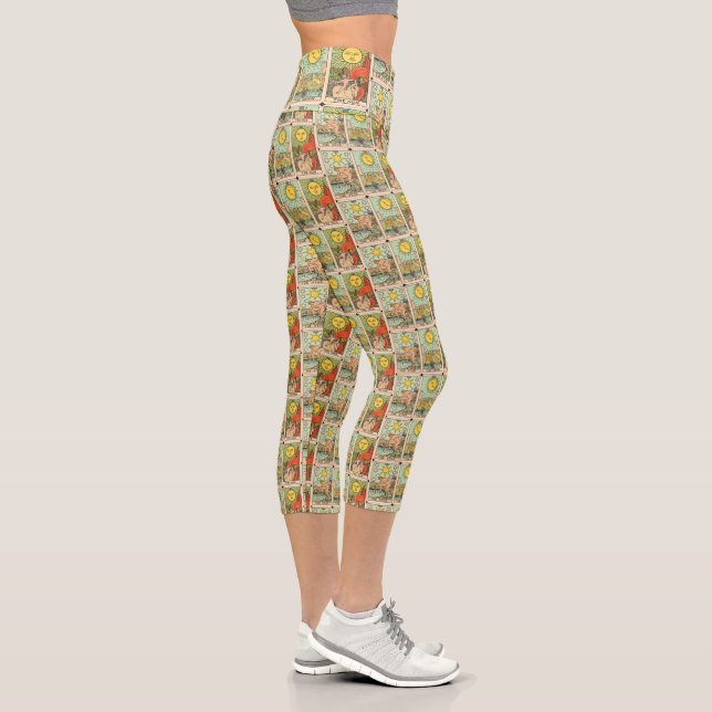 Vintage Tarot Cards Sun Moon Stars  Capri Leggings (Right)