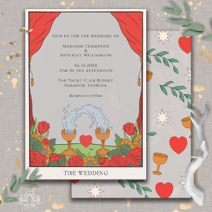 Vintage Tarot Deck Divination Mystical Wedding   Invitation