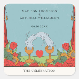 Vintage Tarot Deck Divination Mystical Wedding Square Sticker