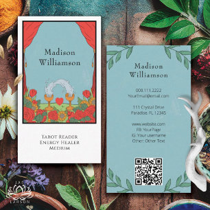Vintage Tarot Deck Style Mystical Esoteric QR Business Card