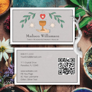 Vintage Tarot Deck Style Mystical Esoteric QR Business Card