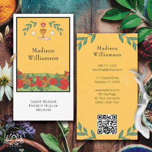 Vintage Tarot Deck Style Mystical Esoteric QR Business Card