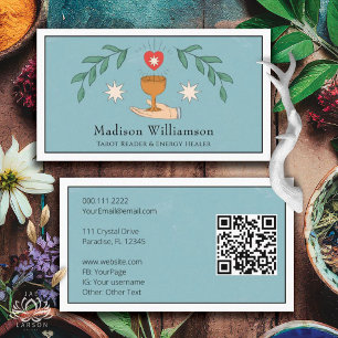 Vintage Tarot Deck Style Mystical Esoteric QR Business Card