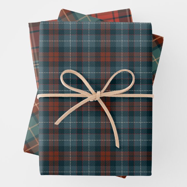 Vintage Tartan Pattern Wrapping Paper Sheet (In situ)