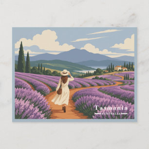 Vintage Tasmania Lavender Girl Travel Holiday Postcard