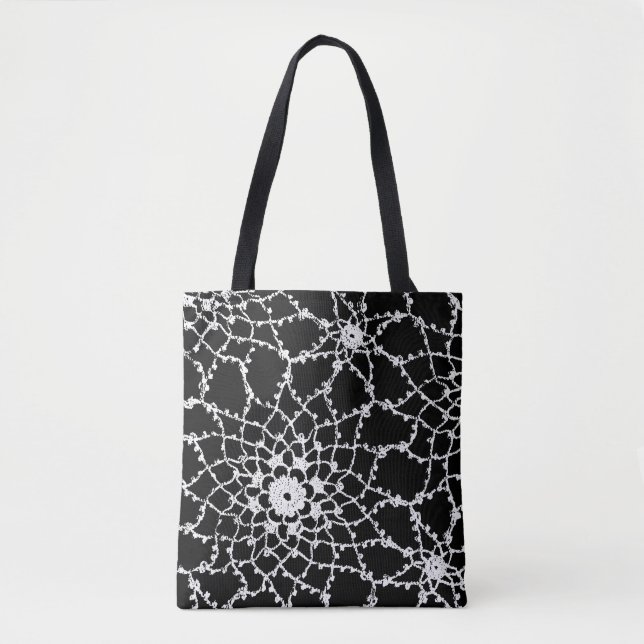 Vintage Tatted Lace Design Tote Bag (Front)