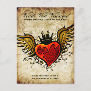 Vintage Tattoo Heart Urban Postcard