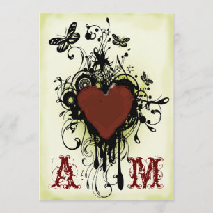Vintage Tattoo love wedding invitation 2