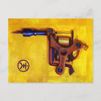 Vintage Tattoo Machine (Yellow) Postcard